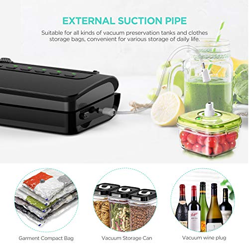 Vacuum Sealer Machine, ABOX V63 Automatic Food Vacuum Air Sealing System with Built-in Cutter, Starter Kit Roll and Holder for Food Saver Storage