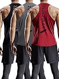 Neleus Men's 3 Pack Mesh Workout Muscle Tank Top,5007,Black,Dark Grey,Red,US M,EU L