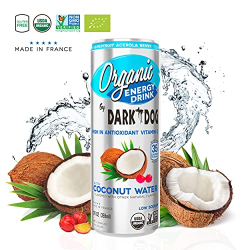 Organic Energy Drink Coconut Water by DARK DOG 12oz. (pack of 12