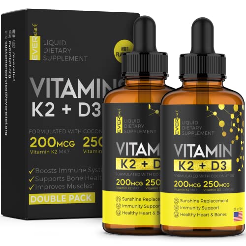 (2 Pack) Liquid Vitamin D3 with K2 Vitamin D3 Drops 10000 IU