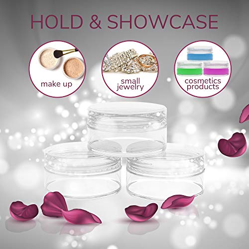 60 Pack - Clear Empty Refillable Plastic Pot Jars Lipstick Container Lip Balm Holder Cosmetic Containers - 5 Gram