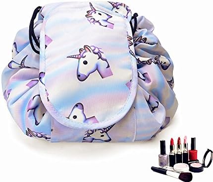 Casual Waterproof Women Toiletry Bags Folding Large Capacity Lazy Cosmetic Bags (Light blue)