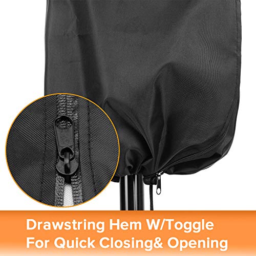 TURN RAISE Patio Umbrella Cover[2019 Newest],Waterproof Cantilever Outdoor Umbrella Cover with Zipper fit 8ft to 11ft,Black(Oxford Fabric) - Thumbnail 3