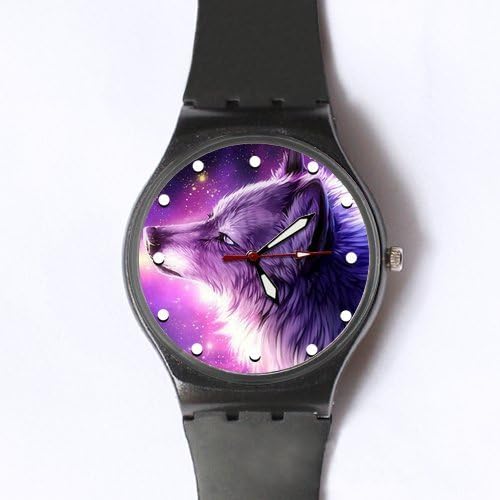 Daughters/Wife Gifts Galaxy Space Nebula Wolf Purple 100% Plastic Quartz Watch