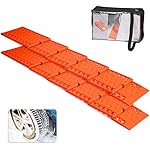 Jumbl All-Weather Foldable Auto Traction Mat Tire Grip Aid, Best Snow Chain Alternative, Anti Spinning Snow Grabber, Ideal To Unstuck Your Car From Snow, Ice, and Mud, w Bonus Storage Pouch (2 Pack)