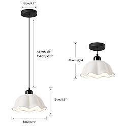 Mini Ceramic Pendant Light Retro White Wave