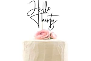 XIUHUBA Hello Thirty Cake Topper, Happy 30th Birthday Party Decorations, Black Glitter