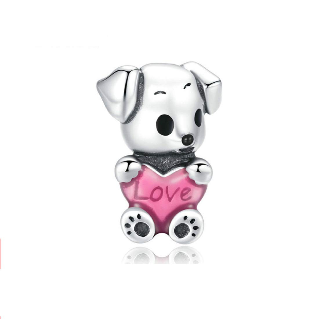Featherwish Sterling Silver 925 Charm Puppy Dog Love Heart Pet Animal Family Best Friend Bead Fits And Compatible With Pandora Bracelets Gift Birthday Daughter Wife Mum Sister