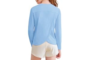 Haloumoning Girls Athletic Shirts Kids Long Sleeve Workout Tops Split Back Quick Dry T-Shirt 5-14Y