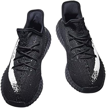 YAOXI Boost 350 V2 Men's Women's Breathable Mesh Braided Shoes Fashion Casual Sneakers Fitness Running Shoes Unisex (US_11/cm_275/EUR_45, Black White)