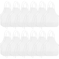 BOUBONI 24 Pieces White Kids Painting Aprons Kids