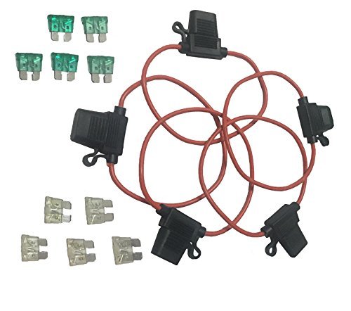 KOLACEN Automotive In-line Car Truck Fuse Holder - 14 Gauge, Standard Blade, 5pcs + 10pcs 25A/30A Fuses