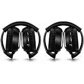 JYSiptkird Universal 2 Channel IR Foldable Headphones,Kids Wireless Headphones for Universal Car Entertainment System,Infrared Headset for Car DVD Video (2 Pack)