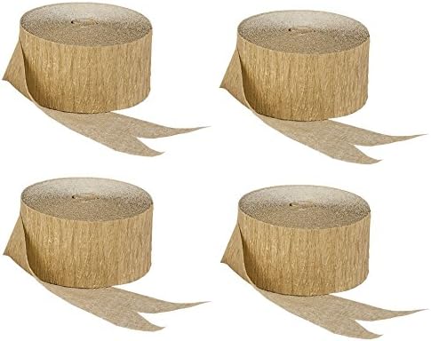 Metallic Gold Crepe Paper Streamers (4 Rolls), Made in USA