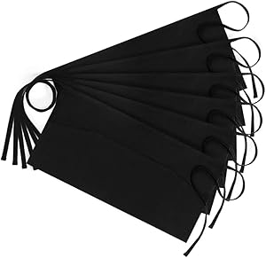 Syntus 6 Pack 3 Pockets 100% Cotton Waitress Waist Apron, 11.5-inch Black
