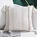 blue page Boho Throw Pillow Cover 20x20 Neutral Tufted Decorative Pillow Cover for Bed, Large Square Couch Pillow Cover Modern Accent Farmhouse Throw Pillow Case, Yellowy Cream