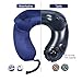 Ymiko Inflatable Travel Pillow, Height-Adjustable Soft Washable Velvet Push Inflatable Travel Neck Pillow with Carrying Bag Sleeping On Airplane, Car, Train and Home, Blue