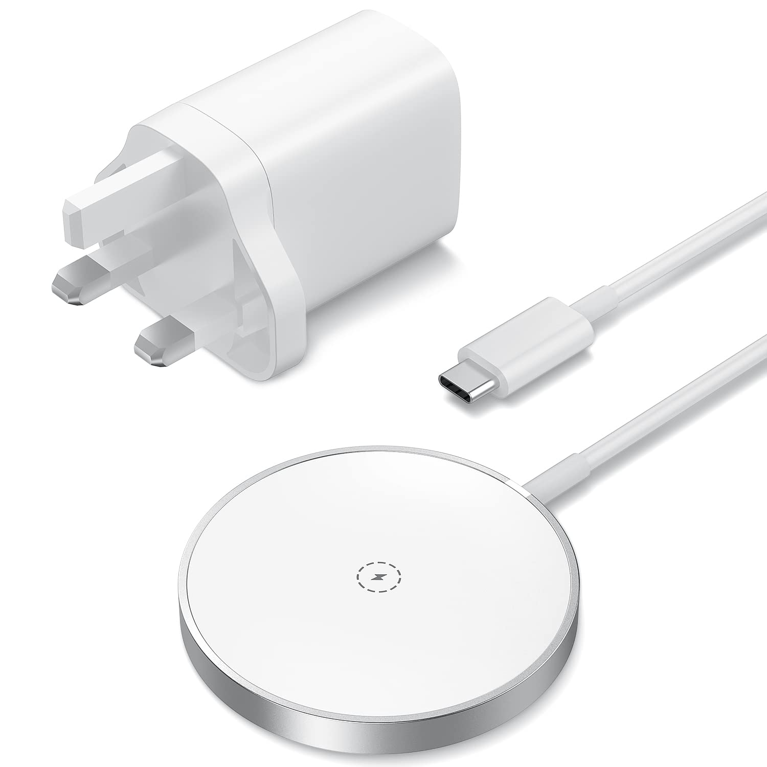 Wireless Charger, Lychico Magnetic Wireless Charger Pad Built in 15W USB C Charger and 1.5M (5 ft) USB-C cable for iPhone 13/13 Pro/13 mini/13 Pro Max/12/12 Pro/12 mini/12 Pro Max