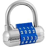 Master Lock Combination Padlock, Customizable Code Lock, Indoor Lock1523D | Strong, Durable Locker Lock; Aluminum &amp; Steel Gym Lock, Indoor Resettable Padlock, Color May Vary