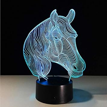 7 color horse head lamp 3d visual led