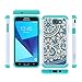 J7 V Case, J7 Perx Case, J7 Sky Pro Case, J7V Case, Galaxy Halo Case, J7 Prime Case, LEEGU Dual Layer Heavy Duty Protective Silicone Plastic Cover Case for Samsung Galaxy J7 2017 - Blue Flower