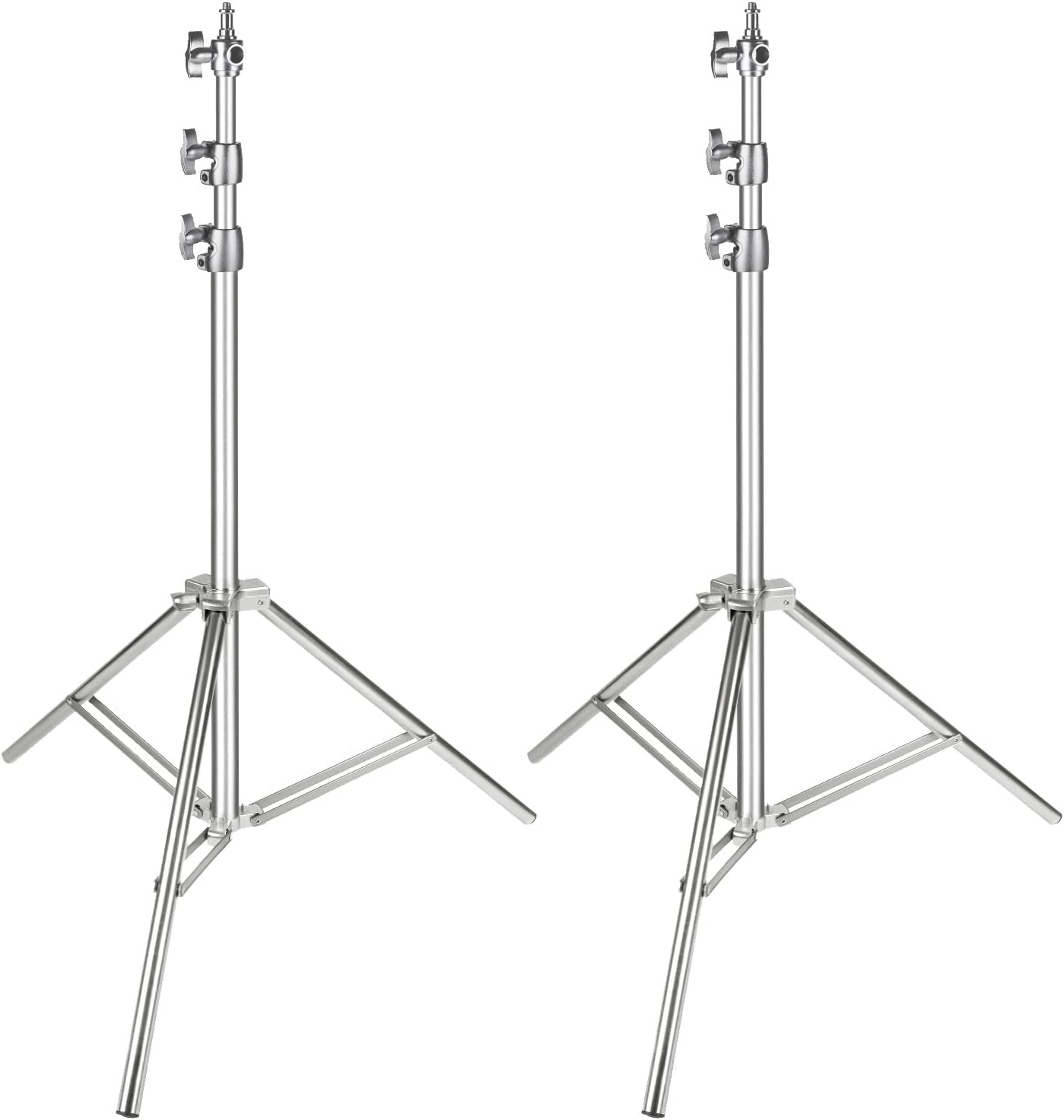 Neewer Stainless Steel Light Stand Silver, 79 inches/200 Centimeters Foldable and Portable Heavy Duty Stand for Studio Softbox, Monolight and Other Photographic Equipment(Pack-2)