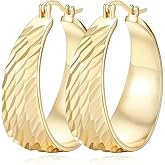 14K Gold Hoop Earrings for Women 14K Gold Earrings Chic Thick Hoops Womens Earring Gifts for Women