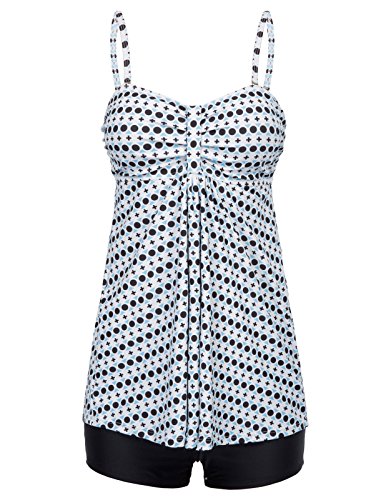 Zexxxy Women Vintage Polk Dot Push up Tankini Two Pieces Swimsuits Tropical Size XL Zexxxy Women Vintage Polk Dot Push up Tankini Two Pieces Swimsuits Tropical Size XL
