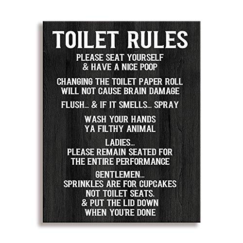 Toilet Rule SignPlease Seat, Family Wall Art Signs Vintage Bathroom or