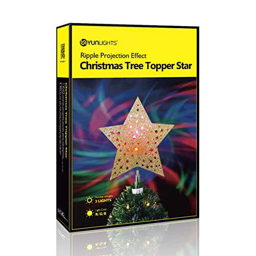 Lighted Christmas Tree Topper Star YUNLIGHTS Christmas Tree Star with LED Rotating Wave