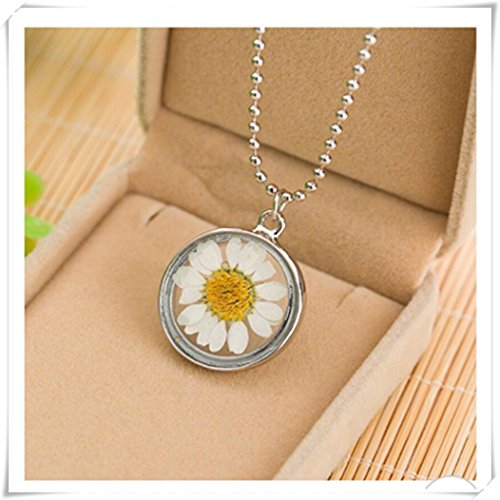 Real Flower Necklace, Glass cover， Real Dried Flowers, Birthday Gift - Thumbnail 2