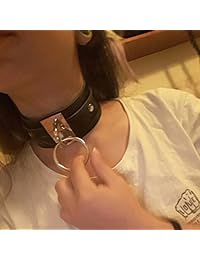 Gargantilla negra clásica punk Goth gargantilla gótica de cuero de la PU O-Ring Collar Sex Gargantilla de metal para niñas mujeres color dorado