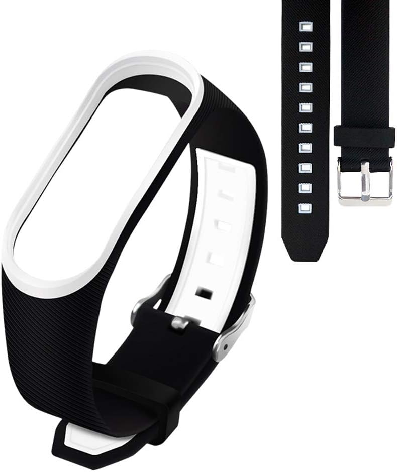 Aubess Waterproof Replacement Bands for Xiaomi M3,Colorful Silicone Smart Bracelet for Xiaomi Mi3 Fitness Wristband Straps (black white)