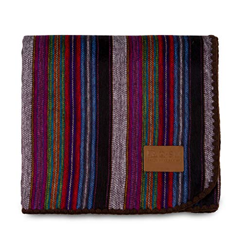 QISU Alpaca Wool Blanket Throw Large, Beautiful, Warm, Variegated 85 x 65 inches Ultra