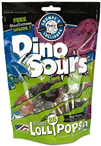 Dino Sours, Sour Lollipops/Suckers 25 Count