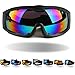 Tactical Windproof Cycling Googles Uv400 Motorcycle Ski Snowboard Goggles Eyewear Sports Protective Safety Glasses with Extra Long Adjustable Strap (Black Frame Blue Lens)