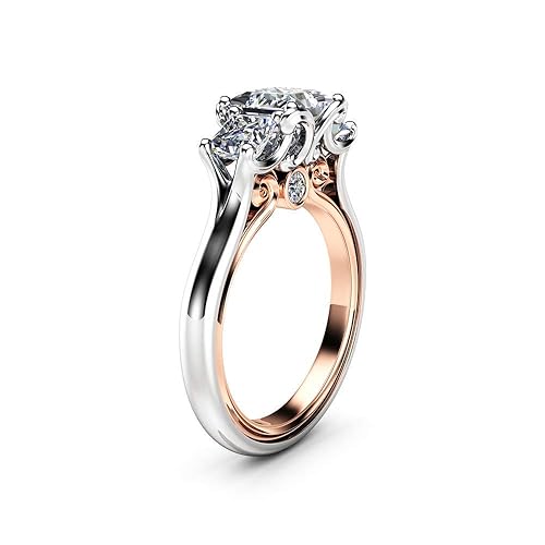 Amazon Com Diamond Engagement Ring Moissanite Engagement Ring Rose White Gold Ring Handmade