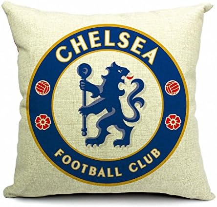 E-sunshine Cotton Blend Linen Square Throw Pillow Cover Decorative Cushion Case Pillow Case 18 X 18 Inches / 45 X 45 cm, Football Club Badge (Chelsea)