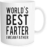 Hasdon-Hill Funny Coffee Mug for Dad, World's Best Father Tea Cup, Father's Day Gift for Grandpa Papa, 11 oz Bone China White