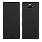 Foluu Compatible with Sony Xperia 10 Case, Flip Folio Wallet Case Slim Premium PU Leather Case ID Credit Card Slots Kickstand Magnetic Closure Clear TPU Bumper Cover Compatible Sony Xperia 10 (Black)