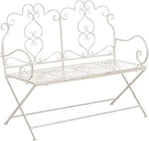 Banco Jardín de rústico antiguo Hierro Banco Antiguo de Color Crema