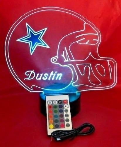 Cowboys Light Up Lamp LED Personalized Free Football Sports Fan Night Up Light Lamp Table Desk Lamp, Our Newest Feature - It's Wow, with Remote, 16 Color Options, Dimmer, Free Engraved, Great Gift