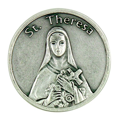 Saint St Theresa Little Flower of Jesus Silver Tone Pocket Token with Prayer
