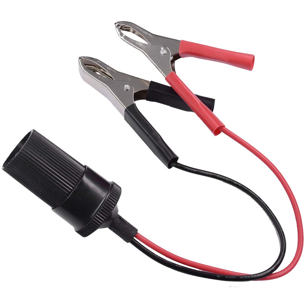 HUIQIAODS 12V Car Battery Alligator Clamp Cable Cigarette Lighter Adapter