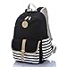Aiduy School Backpack, Student Canvas Bookbag Lightweight Laptop Bag for Teen Boys and Girls (Black)