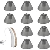 10 PCS Hearing Aid Domes Silicone Ear Tips,Universal Fit Replacement Ear Standard Receiver Tulip Domes Split Ear Rub Piece Comfortable Hearing Amplifier Kit,Perfect for Open Air (Open fit,Dark Gray）