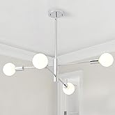 HHR Modern Sputnik Chandelier, Industrial 4-Light Chrome Ceiling Chandelier, Mid Century Light Fixture for Farmhouse Dining R