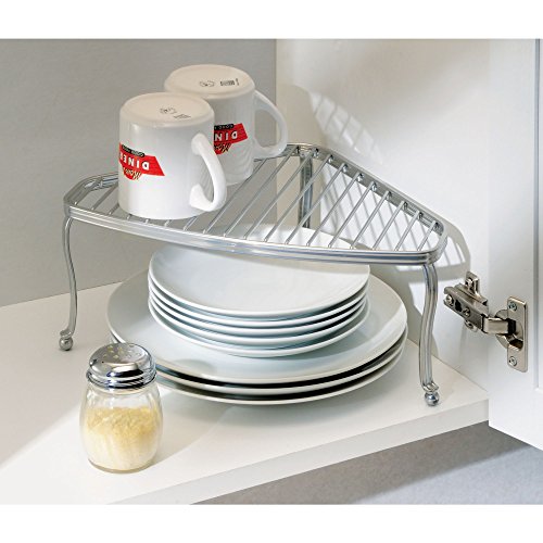 mDesign Decorative Metal Wire Corner Shelf 2 Tier Raised Storage