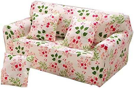 Fanjow Stretch Elastic Fabric Chair Loveseat Sofa Couch Slipcovers Floral Printing Sofa Covers Seat Protectors Without Pillow (2-seat Loveseat, Primrose)