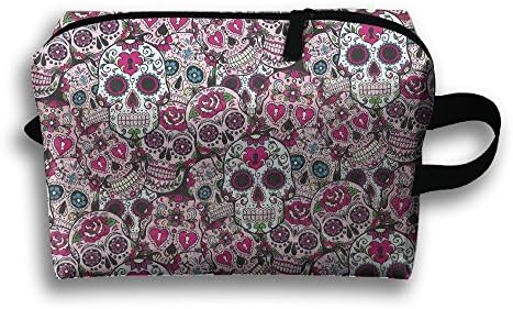 Ztrb Suagr Skull Stack Pile Portable Make-Up Zipper Pouch Beauty Cosmetic Bag Carry Case Brush Organizer Toiletry Hanging Storage Bag Sewing Kit Medicine Bag